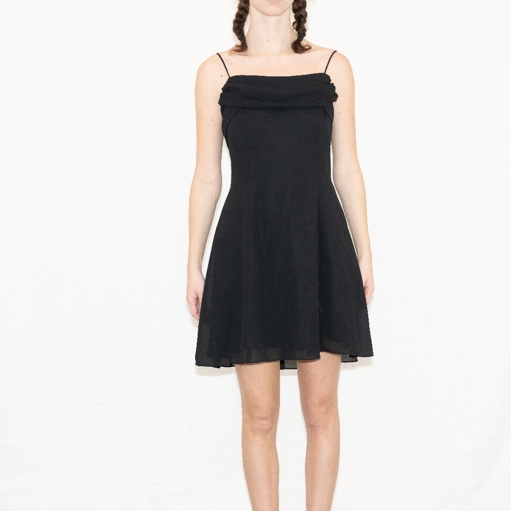 Vintage black formal mini dress cowl neck size 10 betsey & adam